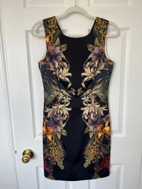 Luna Black Floral Sheath Dress - Elegant Printed Women's Dress